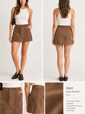NWOT H&M Brown Suede Mini Skirt